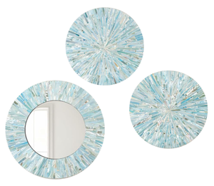 Vietnam Modern <b>MOP</b> Floral Round Mirror Handmade <b>Wall</b> Decor - Product Image 1