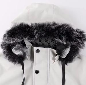 Men's Winter Puffer <b>Jacket</b> Hooded Faux Fur <b>Lined</b> Windproof Casual Geometric Pattern Zipper Front Regular Fit Polyester/Cotton - Product Image 4