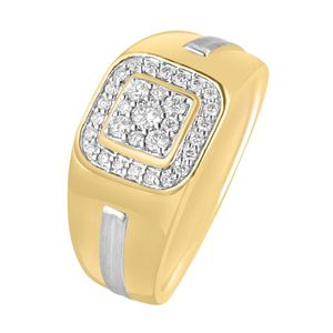 แหวนผู้ชายทองคำ 14K ประดับเพชรแล็บโกรว์ทรงกลุ่มแบบฮาโล - Product Image 1