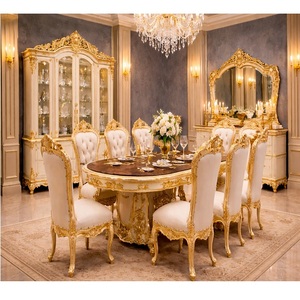 Bespoke Maharaja Style Luxury Mansion 8 Seater <b>Dining</b> <b>Table</b> Set Classic European Style Gold Finish <b>Dining</b> Room Furniture USA - Product Image 1