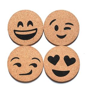 Sous-verres en liège haute densité de qualité supérieure, dessin animé personnalisé Smiley Face, tapis de table anti-rayures, dessous de verre pour boissons chaudes et froides - Product Image 1