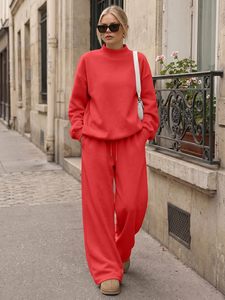 Customizable <b>Women</b> 100% Cotton Fleece Winter Autumn Anti-shrink <b>Sweatsuits</b> Matching Two Piece Lounge Set Embroidered Logo - Product Image 2