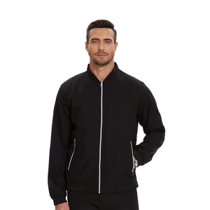 Chaqueta satinada de gran venta, ligera, cómoda, de color negro, de secado rápido, con cremallera, estilo universitario, con diseño y talla personalizados. - Product Image 1