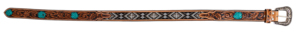 Nouvelle ceinture unisexe décontractée en cuir pleine fleur de luxe style western avec boucle ardillon, motif floral, boucle argentée et perles géométriques peintes à la main - Product Image 3