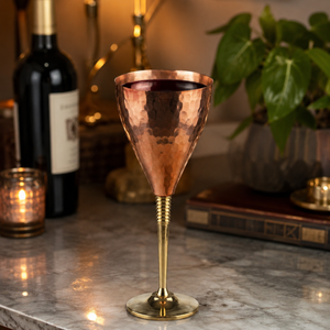 Copa de Vino de Cobre Martillado con Tallo de Latón, Vaso Metálico Hecho a Mano, Lujoso Vajilla para Bar, Restaurante, Boda, Hogar - Product Image 2