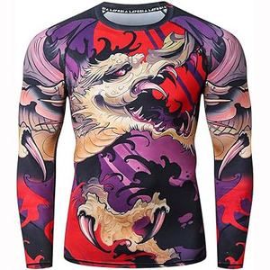 Wholesale Rohzen Sports Custom Printed Spandex <b>Compression</b> Rashguard Long Sleeves Logo Heat-Transfer Breathable Quick Dry - Product Image 1