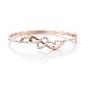 Rose Gold Plated <b>Infinity</b> Knot Diamond Charm <b>Bracelet</b> Rhodium Finish Trendy Elegant Designer Women's Gift - Product Image 1