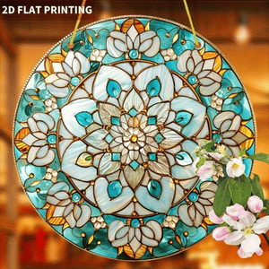 CIFbuy Atrapasueños Bohemio Plano con Mandala, Azul Cielo y Dorado, Decoración Acrílica para Colgar en Ventanas, Adorno para el Hogar, para TikTok y Temu - Product Image 5