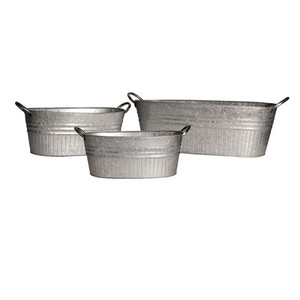 Maceta galvanizada de metal con mango de madera Diseño elegante Jardín y balcón Decoración de flores Maceta - Product Image 5