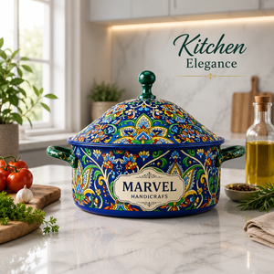 <b>Marvel</b> Handicrafts Luxury Insulated Steel Casserole Floral <b>Printed</b> Hot Pot Food Warmer Thermal Serving Bowl Premium Kitchen Cook - Product Image 2