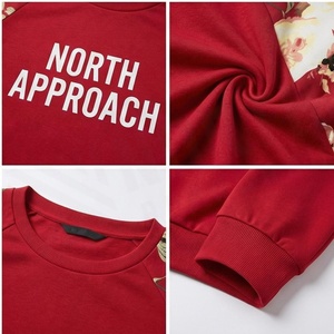 North Approach Men's Red Floral <b>Raglan</b> Sleeve Pullover Crew Neck Sweatshirt Casual Knitted Regular Fit Autumn Style - Product Image 4