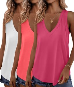 Camisetas sin mangas de moda para mujer, cuello en V, holgadas, informales de verano, blusas ligeras, proveedor mayorista - Product Image 1