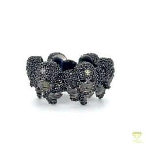 Moissanite Diamond <b>Black</b> Skull Band <b>Ring</b> <b>for</b> <b>Men</b> Iced Out Gothic Statement <b>Ring</b> Luxury Hip Hop <b>Black</b> Gold Micro Pave <b>ring</b> - Product Image 1