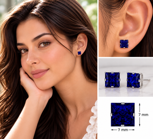 Wholesale Fashion Fine Jewelry 925 Sterling <b>Silver</b> Blue Cubic Zirconia Square <b>Stud</b> <b>Earrings</b> <b>for</b> <b>Women</b> and Girls Wedding Festive - Product Image 5