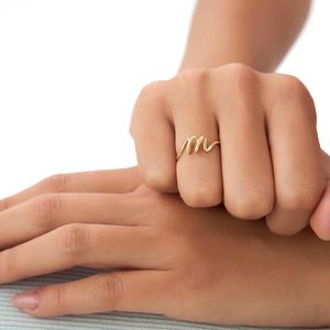 Nuevo Anillo de Plata de Ley 925 con Diseño de Alfabeto y Baño de Oro de 14k para Mujer, Venta al Por Mayor, Joyería Fina Hecha a Mano - Product Image 2