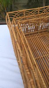 Juego de 3 bandejas decorativas de ratán marrón con base de metal - Product Image 2