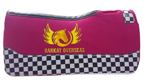 แผ่นรองอานม้าลายตารางแบบตะวันตก คุณภาพสูง ทำมือ หนังแท้ วาดลายด้วยมือ ส่งตรงจากอินเดีย สำหรับการแข่งม้าแบบอังกฤษ - Product Image 4