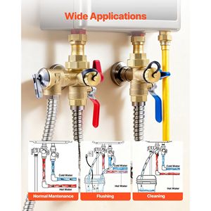 Kit Valvole di Servizio per Scaldabagno Senza Serbatoio da 3/4 Pollici, 2 Pezzi, Valvole di Isolamento NPT da 3/4 Pollici, Valvole di Scarico Pressione per Ricambi Scaldabagno - Product Image 5