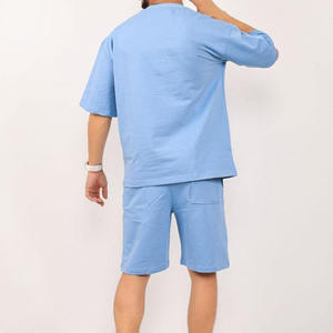 Collection 2026 – Costume d'été haut de gamme pour homme en 100 % coton tissé, avec broderie et impression de logo personnalisés, couleur unie - Product Image 3