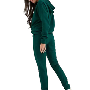 Ensemble de survêtement en molleton de coton pour femme, personnalisé, pour l'hiver, idéal pour l'entraînement et le jogging, confortable avec fermeture éclair - Product Image 3