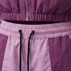 <b>Women's</b> Color Blocked Hooded Sporty 2 Piece Shorts <b>Set</b> Full Sleeve Breathable Polyester Above Knee Regular Fit Spring Summer - Product Image 5