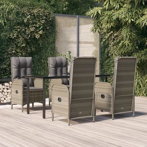 Set da Pranzo da Giardino per Esterni 4 Posti in Rattan PE Contemporaneo Resistente alle Intemperie Grigio - Product Image 3
