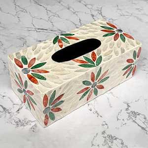 Porte-mouchoirs de luxe irisé, boîte haut de gamme incrustée de nacre avec motif artistique personnalisé pour des espaces élégants - Product Image 4