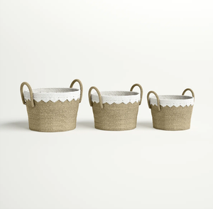 Handmade Natural <b>Jute</b> Storage <b>Basket</b> Set with Handles Woven Organizer <b>Baskets</b> Home Decor - Product Image 1