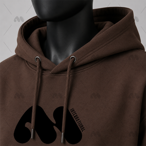 Sweat-shirt à capuche marron pour homme, couleur unie, poche avant avec logo, coupe ample, décontracté, pour l'automne, 100% coton, broderie 3D française - Product Image 4