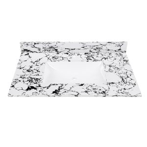 Top per Mobile Bagno in Marmo Artificiale 37''x22'' con 1 Lavabo in Ceramica Pre-Forato da Incasso e Paraschizzi - Product Image 1
