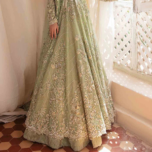 Vestido de Novia Tradicional para Fiesta de Boda, Lehenga Choli de Terciopelo Pakistaní, 3 Piezas, Bordado Premium, Sin Arrugas, Secado Rápido, C PAK - Product Image 6