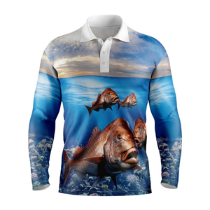 เสื้อโปโลตกปลาคอปกแบบสั่งทำ แขนยาว พิมพ์ลายแบบซับลิเมชั่น ป้องกันรังสียูวี UPF 50 แห้งเร็ว ระบายอากาศได้ดี เสื้อผ้าตกปลาสำหรับผู้ชาย - Product Image 4