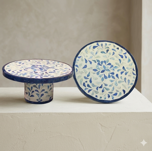 Soporte para Pastel Hecho a Mano, Ecológico y Duradero, con Incrustaciones de Madreperla, Forma Cuadrada, para Decoración de Mesa en Bodas y Fiestas - Product Image 1