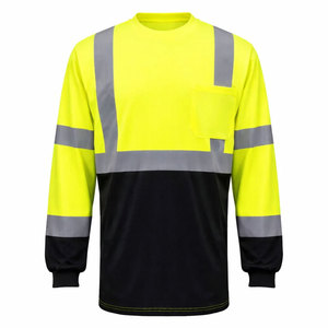 Top Sale Hi Vis Reflective Construction Breathable Polyester Road Workwear Safety Long Sleeve Workshop Worker T-<b>Shirts</b> - Product Image 1