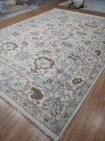 Tapis Oushak noué à la main 100% coton, tapis moderne pour salon, motif géométrique, rembourré, écologique, adapté aux animaux domestiques