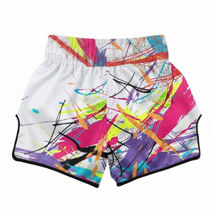 Premium OEM Custom Sublimated Muay Thai Shorts Graffiti Paint Splatter Boxing <b>Trunks</b> MMA Fightwear - Product Image 2