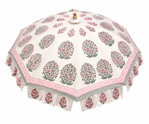 Sombrilla Decorativa India con Estampado de Bloques para Jardín, Parasol para Exteriores, para Cafetería, Restaurante, Hotel, Uso en Patio, Ecológica, B2B - Product Image 1
