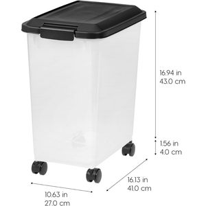 Set di 2 Contenitori per Cibo per Cani da 30 Libbre Ciascuno, Chiusura Ermetica per Freschezza, Apertura Facile con Una Mano, Ruote, Cassetti in Plastica - Product Image 1