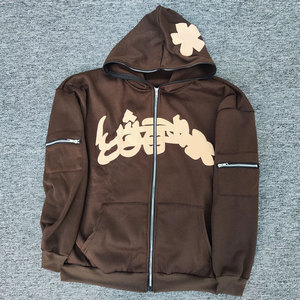 Sudadera con capucha para hombre, estilo muy demandado, con estampado puff, para uso urbano, ligera, de secado rápido, con estampado puff, básica, mezcla de algodón. - Product Image 1