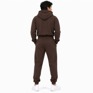 Hot Selling Men's Hooded One Piece Tracksuit <b>Jumpsuit</b> Button Front Top Jogger Pants Relaxed Fit Streetwear Custom Logo Wholesale - Product Image 2