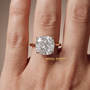 <b>Cushion</b> Cut Moissanite Diamond Solitaire <b>Ring</b> 14K Gold Plated Resizable Engagement Silver Jewelry - Product Image 5