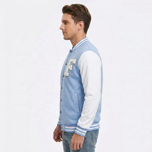 Veste universitaire de baseball personnalisée unisexe en polaire épaisse avec patch lettres sur le devant, style streetwear à boutons-pression - Product Image 4