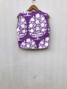 Sanganeri Print Striped Woven Jaipuri Knitted Breathable Autumn Party Wear Reversible Cotton <b>Quilted</b> <b>Jacket</b> for Women Handmade - Product Image 4