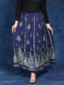 Womens Rayon Handcrafted Sequence Jaipuri <b>Skirts</b> Traditional Summer Long <b>Skirt</b> - Product Image 5