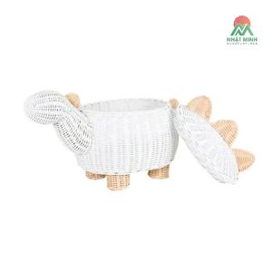 White Rattan Storage Basket Shell Shape Children's <b>Toy</b> <b>Organizer</b> Round Standing Type Large Capacity Natural Fiber Handmade - Product Image 1