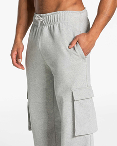 Fitness Wear cotton fleece Wide Leg Cargo <b>Joggers</b> with Elastic Waistband, Zipped Pockets & Drawstring Gym, Workout - Product Image 3