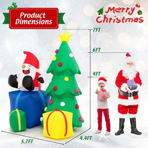 Decorazioni Natalizie da Esterno Gonfiabili con Babbo Natale Illuminato di 2,1 Metri e Albero di Natale con Scatole Regalo - Product Image 6