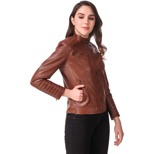 แจ็คเก็ตหนังแท้สำหรับผู้หญิงขายดีปี 2026 บุด้วยผ้าฝ้าย พร้อมบริการสกรีนโลโก้ตามสั่งและบริการ OEM สำหรับผู้หญิงและเด็กผู้หญิง - Product Image 3