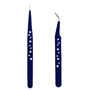 Pince à épiler d'extension de cils en acier inoxydable à 9 trous avec logo personnalisé de vente chaude forte et droite avec des options multicolores - Product Image 2