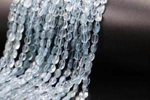 Cuentas Ovaladas Lisas de Aguamarina Azul Natural Excelente, 3x6 mm, 18 Pulgadas, Cuentas Ovaladas de Aguamarina Lechosa - Product Image 3